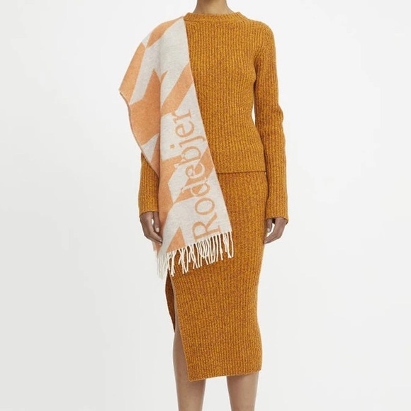 RODEBJER Rust Rib Knit Wool Midi Skirt & Sweater S/M - Picture 4 of 11